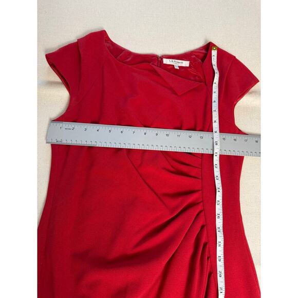 LK BENNETT POCO SALSA RED CAP SLEEVE STRETCH KNEE LENGTH DRESS SIZE 10 - Picture 7 of 10